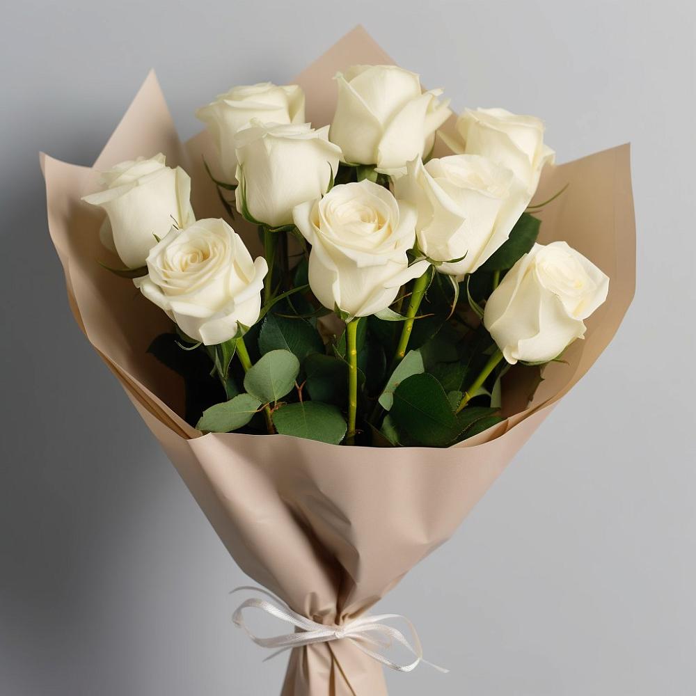 Букет 9 Белых роз Эдлесс Лав в Горно-Алтайске