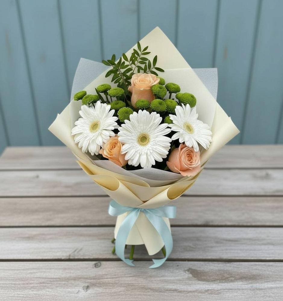 Букет цветов из: Герберы, Розы и Хризантемы в Горно-Алтайске