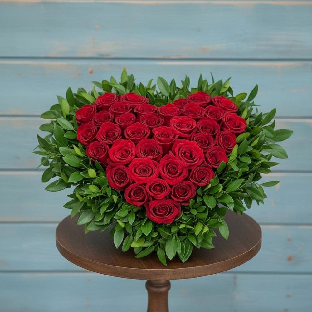 Цветочная композиция из Розы в виде сердца в Горно-Алтайске