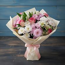 Букет цветов из:  Хризантемы, Альстромерии и Розы #REPLACE_PRED# Горно-Алтайске