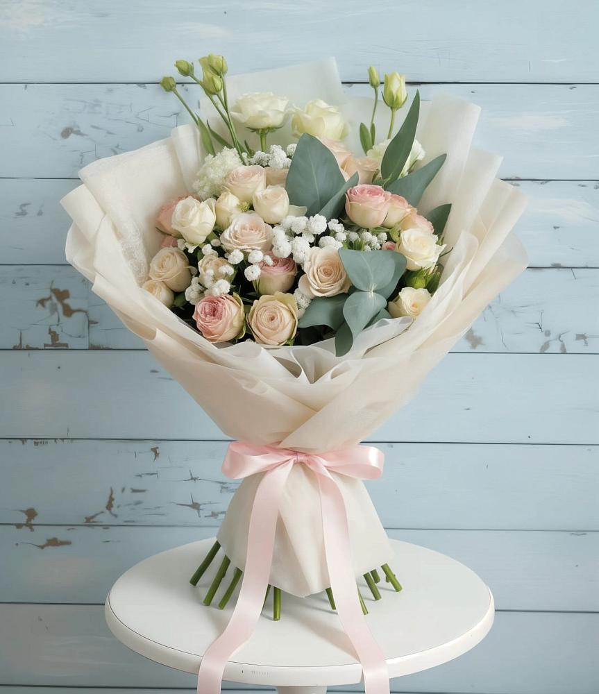 Букет цветов из: Розы и Лизиантусы в Горно-Алтайске