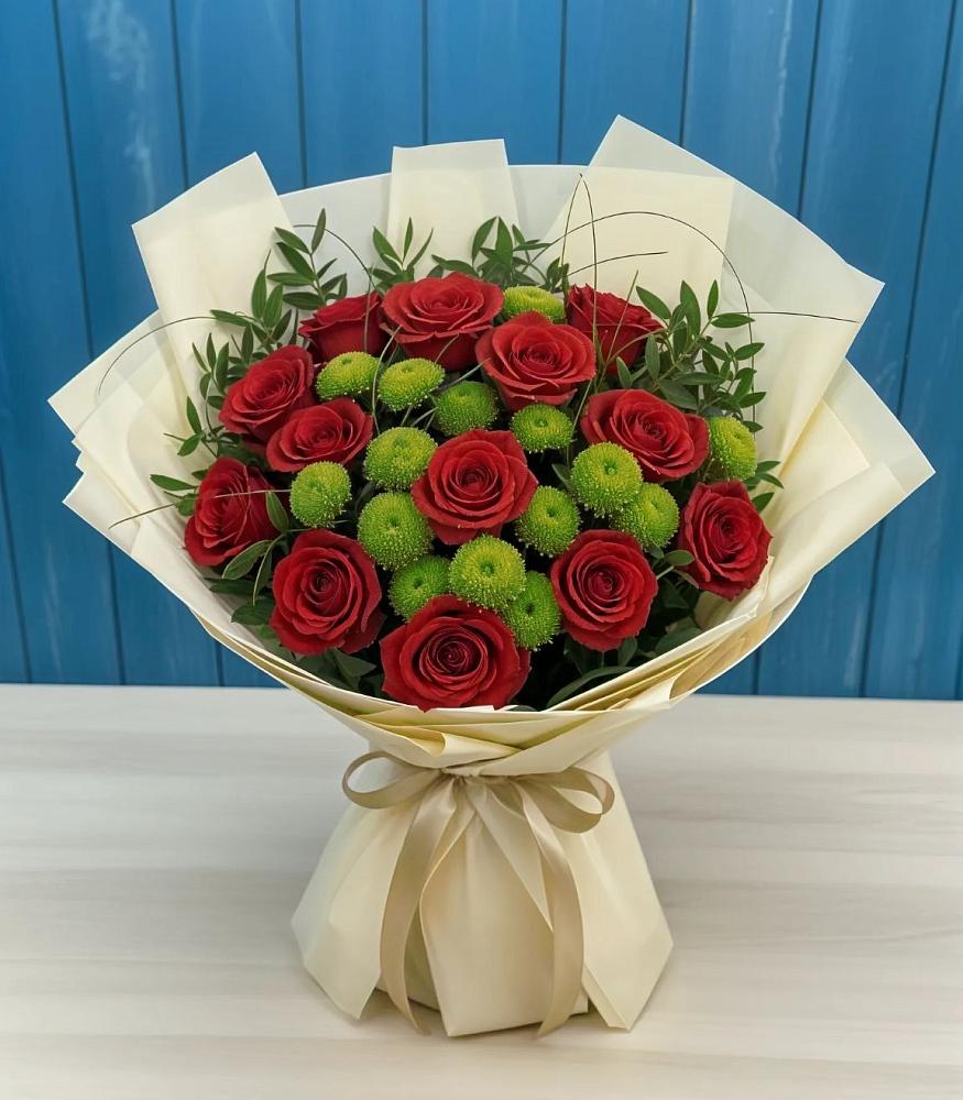 Букет цветов из: Розы и Хризантемы в Горно-Алтайске